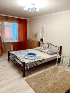ザポリージャにあるApartment - 4А Zaporizka Streetのベッドルーム1室(ベッド1台、ラグ付)