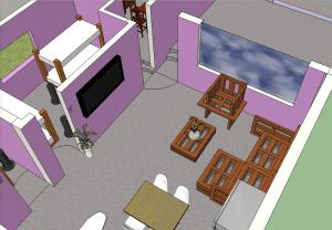 a drawing of a living room with a tv at Hostal a 10 min del centro de Veracruz in Veracruz