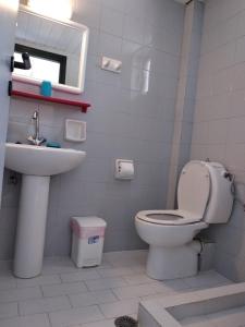 a bathroom with a toilet and a sink at Rodakino Βay in Rodakino