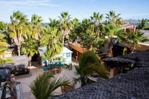 una vista aérea de un complejo con palmeras en Baja Joe's Hotel, en La Ventana