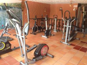 a bunch of exercise bikes in a gym at Hotel Casablanca Natural Spa in Paipa