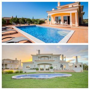 dos fotos de una casa y una piscina en Villas @ Quinta do Vale Golfe en Castro Marim