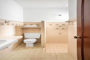 een badkamer met een toilet, een wastafel en een douche bij Hotel Dpas 52 in Mérida