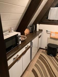 Kuchyň nebo kuchyňský kout v ubytování Natur Pur - Waldurlaub im Tiny House + 14 fotografií
