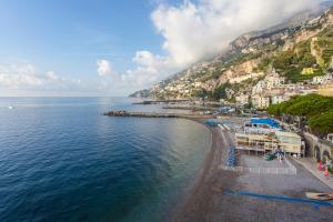 an aerial view of a beach on the amalfi coast at Hotel Marina Riviera in Amalfi