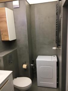 małą łazienkę z toaletą i umywalką w obiekcie Green Apartments Kraków w Krakowie