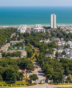 an aerial view of a city with the ocean at Myrtle Beach Resort in Myrtle Beach
