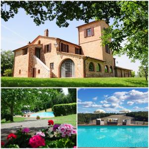 a collage of photos of a house and a pool at Agriturismo Chieteno con piscina e AC- Cetona in Cetona