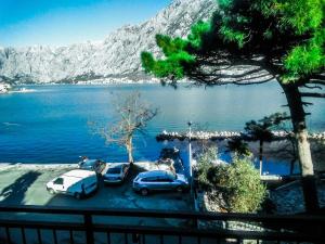 a group of cars parked next to a body of water at Apartmani Braca2 in Kotor