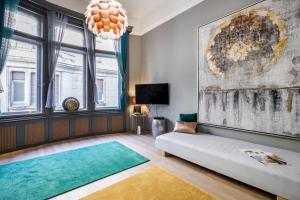 Posteľ alebo postele v izbe v ubytovaní Luxury Pilvax Studio
