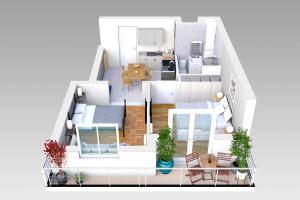 eine Darstellung eines Grundrisses eines Hauses in der Unterkunft Modern flat next to Acropolis Museum in Athen