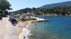 un grupo de personas en una playa cerca del agua en Apartments Stella Apsyrtides en Osor