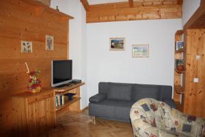 a living room with a couch and a television at Appartement Steiner in Breitenbrunn