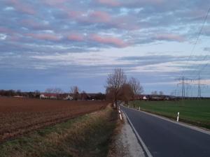 Un camino con un campo y un cielo nublado en Ferienwohnung Familie Seel, en Weimar