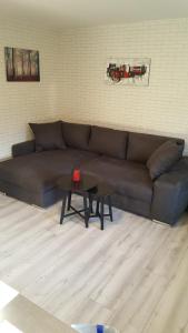 een woonkamer met een bank en een tafel bij Ferienwohnung Charlotte in Winterberg +1 foto