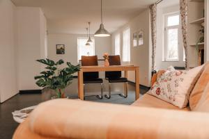 Χώρος καθιστικού στο Ferienwohnung am Federsee