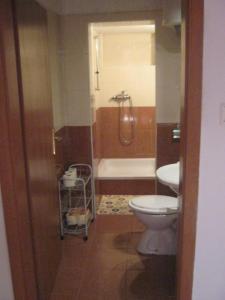 a bathroom with a toilet and a tub and a sink at Apartment Katija - close to the sea in Žirje
