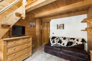 TV a/nebo společenská místnost v ubytování Les Chalets de La Griyotire