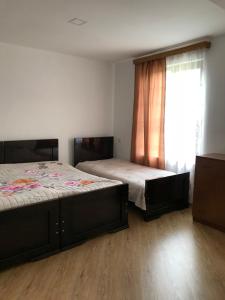 um quarto com 2 camas e uma janela em Zviad Guest House em Borjomi