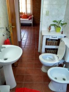 a bathroom with a toilet and a sink at Casa Dos, casita de campo in Alta Gracia