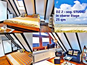 un collage di foto di una camera con letto di 4-ZIMMER-FERIENWOHNUNG DEICHWIESE -Westerland-Sylt - Garten - Terrasse - 3 Schlafzimmer - 2 - 5 Pers a Westerland Altre 15 foto