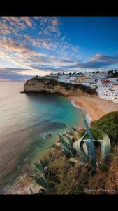 a view of a beach with a group of houses at Rua José Afonso in Albufeira