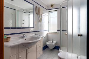 La salle de bains est pourvue d'un lavabo et de toilettes. dans l'établissement Albergaria Pedra D'Ouro, à São Pedro de Muel