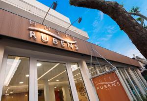 a sign on the front of a restaurant at Hotel Rubens in Rimini