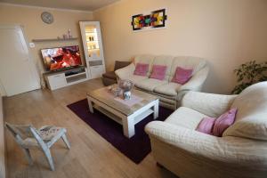 a living room with two couches and a coffee table at Apartament Klara-Centar in Pula