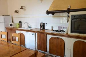 FranquevauxにあるAncienne Abbaye de Franquevaux Templiersのキッチン(コンロ、電子レンジ付きのカウンター付) +1枚の写真