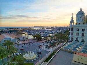 a view of a city with a harbor and a building at Alicante Room and gayfriendly in Alicante