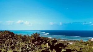 uma vista para o oceano a partir do topo de uma colina em Saipan Skyline Designers Hotel em Saipan