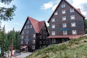 ein großes Gebäude auf einem Hügel in der Unterkunft Маріна Драгобрат in Drahobrat