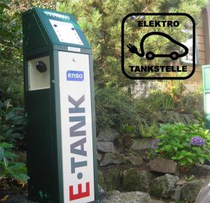 a green and white gas pump and a sign with a car at Hotel Gondelfahrt in Kurort Jonsdorf