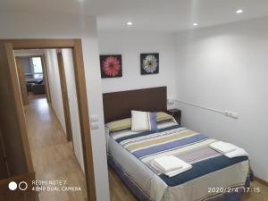 sypialnia z łóżkiem w pokoju w obiekcie Apartemento Pablo w Santiago de Compostela