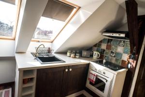 Kuchyň nebo kuchyňský kout v ubytování St. Gellért Square - Minilux Apartman