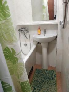 キーウにあるComfortable flat near Dnieper & 12 min. of centreのバスルーム(洗面台、トイレ、シャワー付)