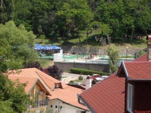 an aerial view of a park with buildings and roofs at Apartmani Popovic in Vrdnik