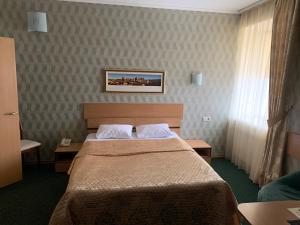 a hotel room with a bed in a room at Hotel Dobrodiy in Vinnytsya