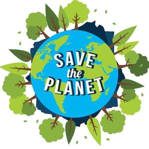 Ziemia z kreskówkami ze słowami ratuj planetę w obiekcie Paris Bastille w Paryżu
