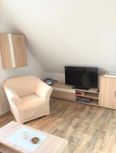 TV a/nebo společenská místnost v ubytování Ferienwohnung Nr. 1 - Südstrand