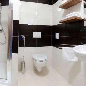 a bathroom with a toilet and a sink at Penzion Lipa in Cífer