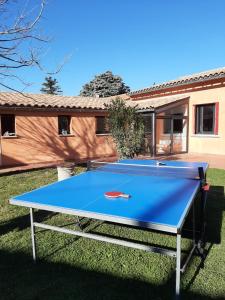 a ping pong table in the grass in a yard at L'isle verte in LʼIsle-sur-la-Sorgue