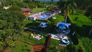 an aerial view of a house with a gazebo at Eco Domo glamping in Armenia