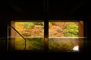 鹿角汤濑酒店的观景客房的窗户