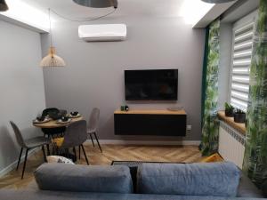 Televízia a/alebo spoločenská miestnosť v ubytovaní Apartament Skrytka