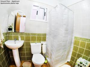 a bathroom with a toilet and a sink at Apartamentos Ester in Santa Cruz de Tenerife +18 photos