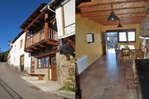 a house with a porch and a dining room at Las Maticas in Molinaseca