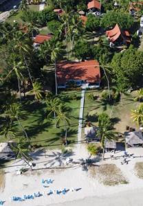 an aerial view of a beach with palm trees and a building at Sítio Praia dos Carneiros in Tamandaré