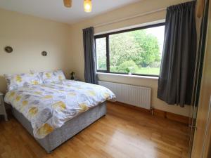 a bedroom with a bed and a large window at Hillgrove House in Killorglin